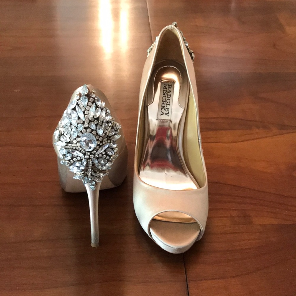 Badgley Mischka Kiara Crystal Back Open Toe Pump